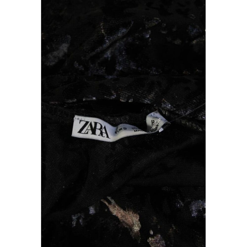Zara Womens Black Leopard Sleeveless Tank Poly Spandex Blend Fall Size S - Picture 4 of 4